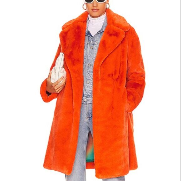 Bright Orange Imani Faux Fur Coat from APPARIS (size XS) - Picture 7 of 8